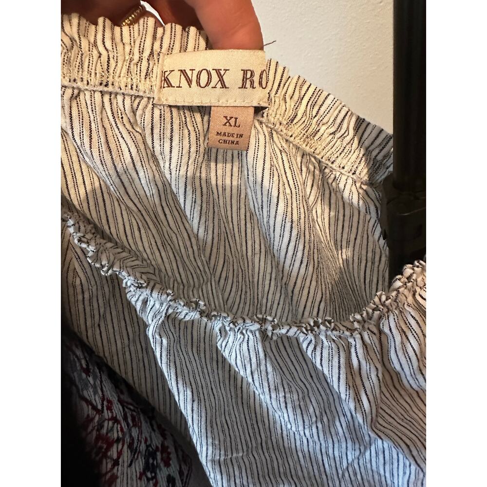 Knox Rose Striped Embroidered Off The Shoulder Boho Blouse Size XL - Picture 4 of 10